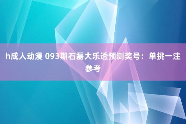 h成人动漫 093期石磊大乐透预测奖号：单挑一注参考