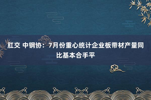 肛交 中钢协：7月份重心统计企业板带材产量同比基本合手平