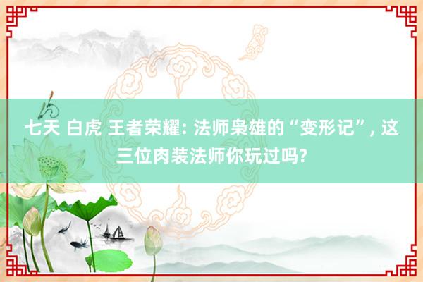 七天 白虎 王者荣耀: 法师枭雄的“变形记”, 这三位肉装法师你玩过吗?