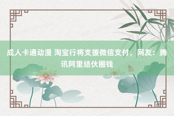 成人卡通动漫 淘宝行将支援微信支付，网友：腾讯阿里结伙圈钱