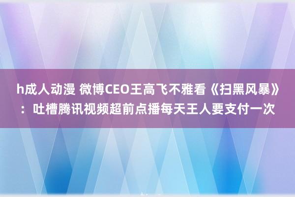 h成人动漫 微博CEO王高飞不雅看《扫黑风暴》：吐槽腾讯视频超前点播每天王人要支付一次