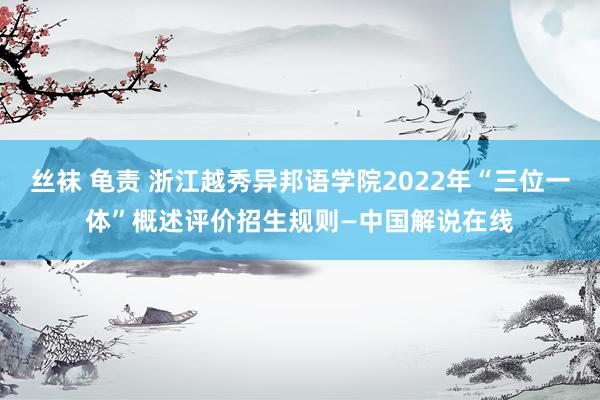 丝袜 龟责 浙江越秀异邦语学院2022年“三位一体”概述评价招生规则—中国解说在线