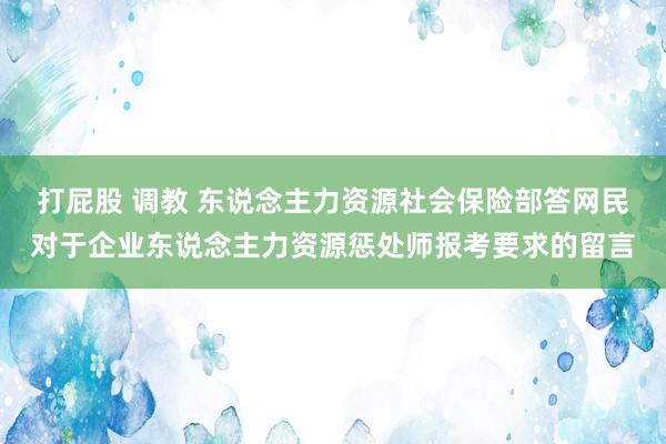 打屁股 调教 东说念主力资源社会保险部答网民对于企业东说念主力资源惩处师报考要求的留言